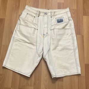 Vintage Maurice Malone Cream Jeans Shorts Hip Hop Grunge Skateboard Men 38